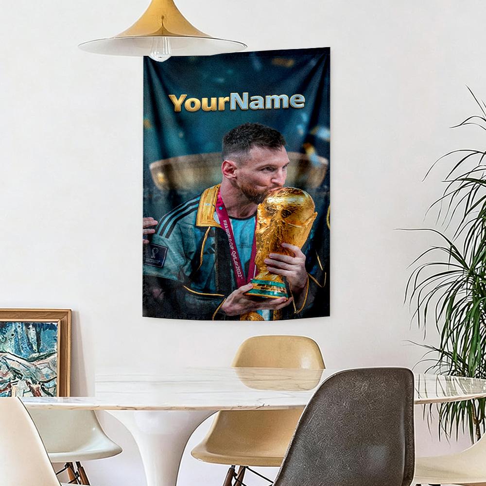 Messi Custom Your Name Wall Decor Tapestry Art For Pet Memorial Birthdaywedding Party Backdrop Family Gift