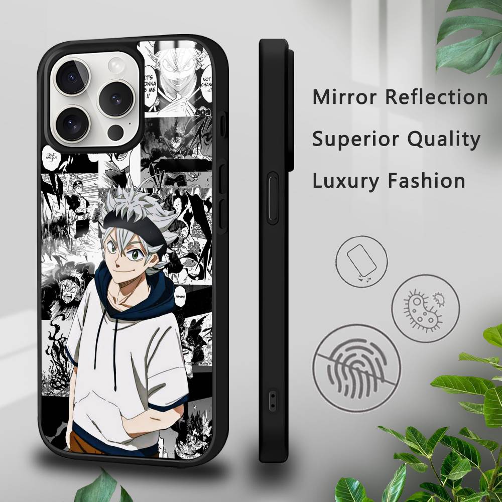 Anime B-Black C-Clover Phone Case For iPhone 16 15 14 13 12 11 Pro Xs Max Mini Plus Celulares Hard Funda