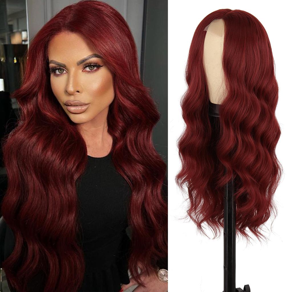 MISS WIG Длинные коричневые волнистые парики из синтетического волокна без челки, кружевной передний коричневый, черный, светлый цвет, длинный волнистый парик