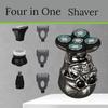 4 в 1 набор для ухода за волосами, электрическая бритва для головы, носа, ушей, мужская машина Tras, 5 вращающихся лезвий, пять бритвенных головок, тример Bart Skullshaver