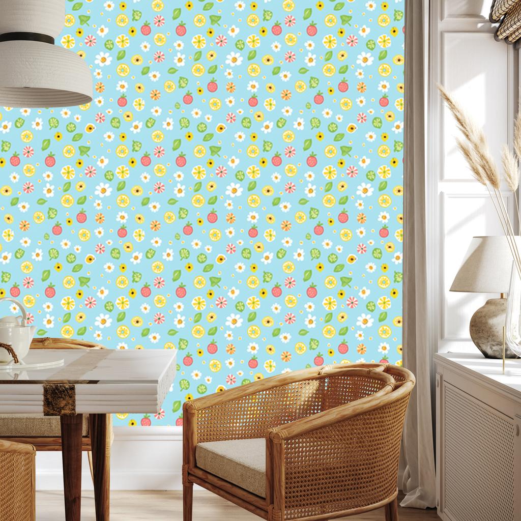 Summer wallpaper celadon and mint for living room and bedroom 50x1000