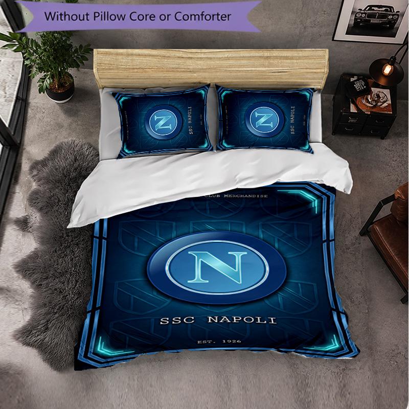 Napoli FC Themed Bedding 3Pcs Duvet Cover Set Decorative Bed Linen For Teen Room Home Decoration