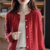 Ladies Wool/Cashmere Cardigan Spring New Large Size Twist Coat High-End Cashmere Sweater Shirt Loose Women Jacket Thick Top