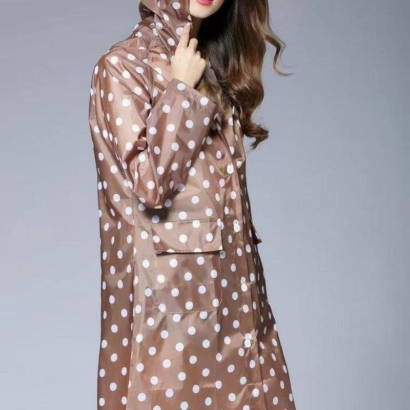 Fashion Men And Women Rainwear With Hood Dot Design 98cm Waterproof Outdoor Biker Hiking Raincoat Ladies Rain Suit