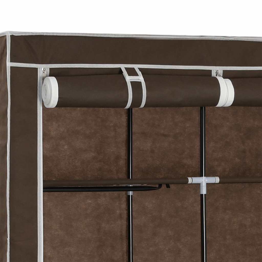 Wardrobe with Compartments and Hanging Rods Brown 150 x 45 x 175 cm Fabric