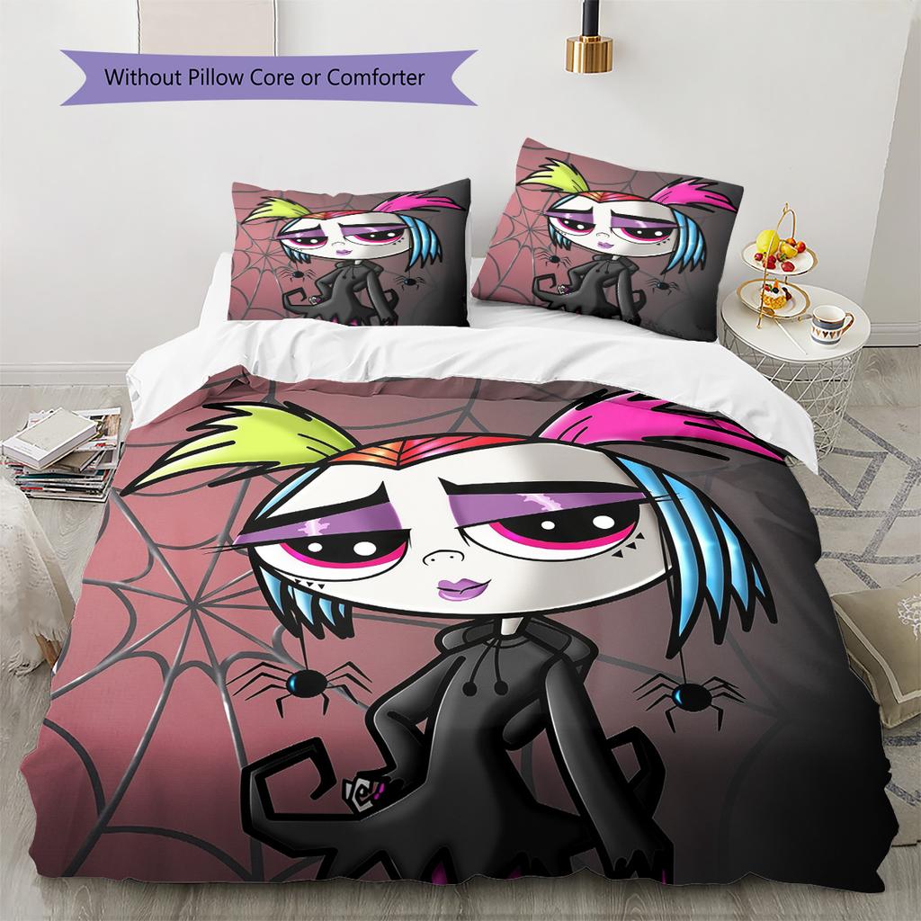 Little Bug Girl Pattern Bedding Quilt Set Home Decoration Gift (1 * duvet cover + 2 * pillowcase without core)