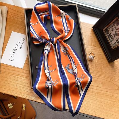 Elegant Horse Print Scarf Graphic Ribbon For Women Soft Cozy Imitation Silk Scarf Versatile Neckerchief Length Fashion Headband