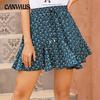 Летняя женская юбка с бретелькой на шее, короткая юбка с принтом, короткая юбка