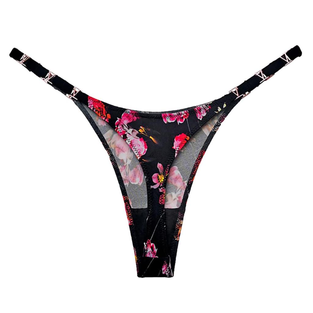 Floral Zebra Print Underwear Pants Sexy Lingerie Adult TZ103 [White Fang] T-back G-string Women's (Floral, S)