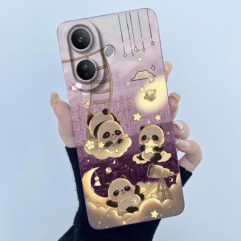 Case For Vivo V60 Lite Cute Panda Sweet Girls Cats Liquid Silicone Soft Back Cover For VivoV60Lite 5G Bumper Protective Casing