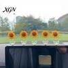 Interior Aesthetic Accessories 5Pcs Wobble Sunflower Car Dashboard Decor, Resin Spring Flower Ornament Cute Office Desk Decorations with Non