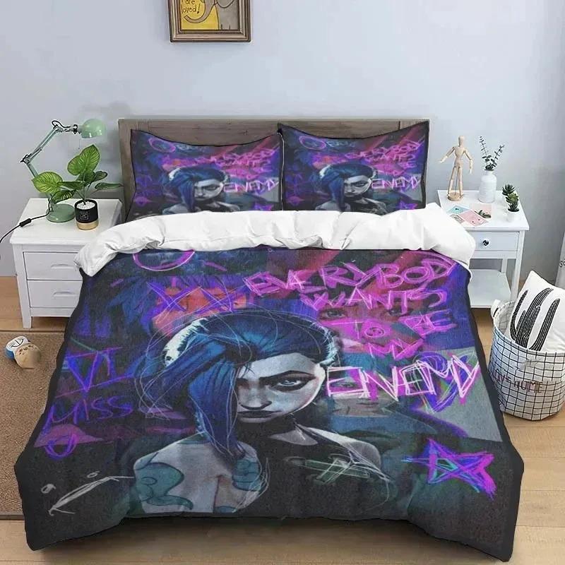 3D Print Jinx Arcane Bedding Set Duvet Cover King Queen Size Boys Adult Bed Set Quilt Cover Pillowcase Comforter