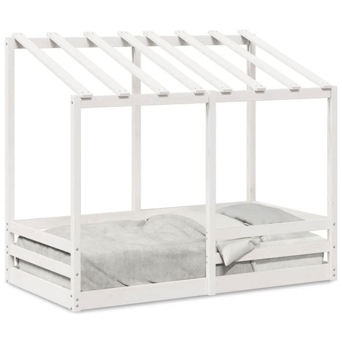 VidaXL Lit pour enfants avec toit blanc 70x140cm en bois massif de pin, cadre de lit pour enfants, lit pour enfants en bois, 847016