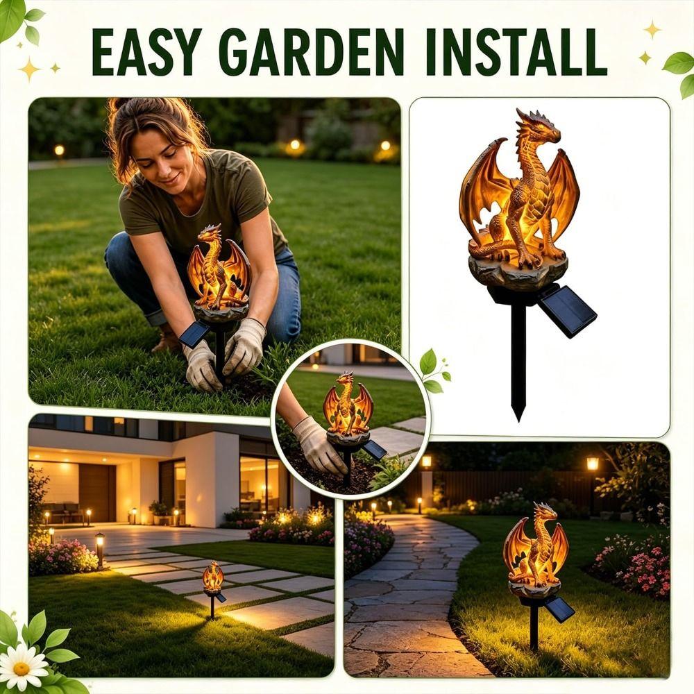 Solar Powered Solar Garden Light Dragon Shape Solar Stake Light Dragon Garden Light  Pathway Decor