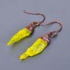 Необработанный желтый топаз Уникальные авторские висячие модные серьги Ювелирные изделия Медь V-7