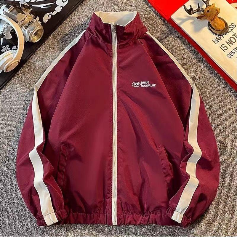 Новая куртка на весну-осень с водонепроницаемыми надписями по бокам и свободным стоячим воротником, повседневный мужской топ