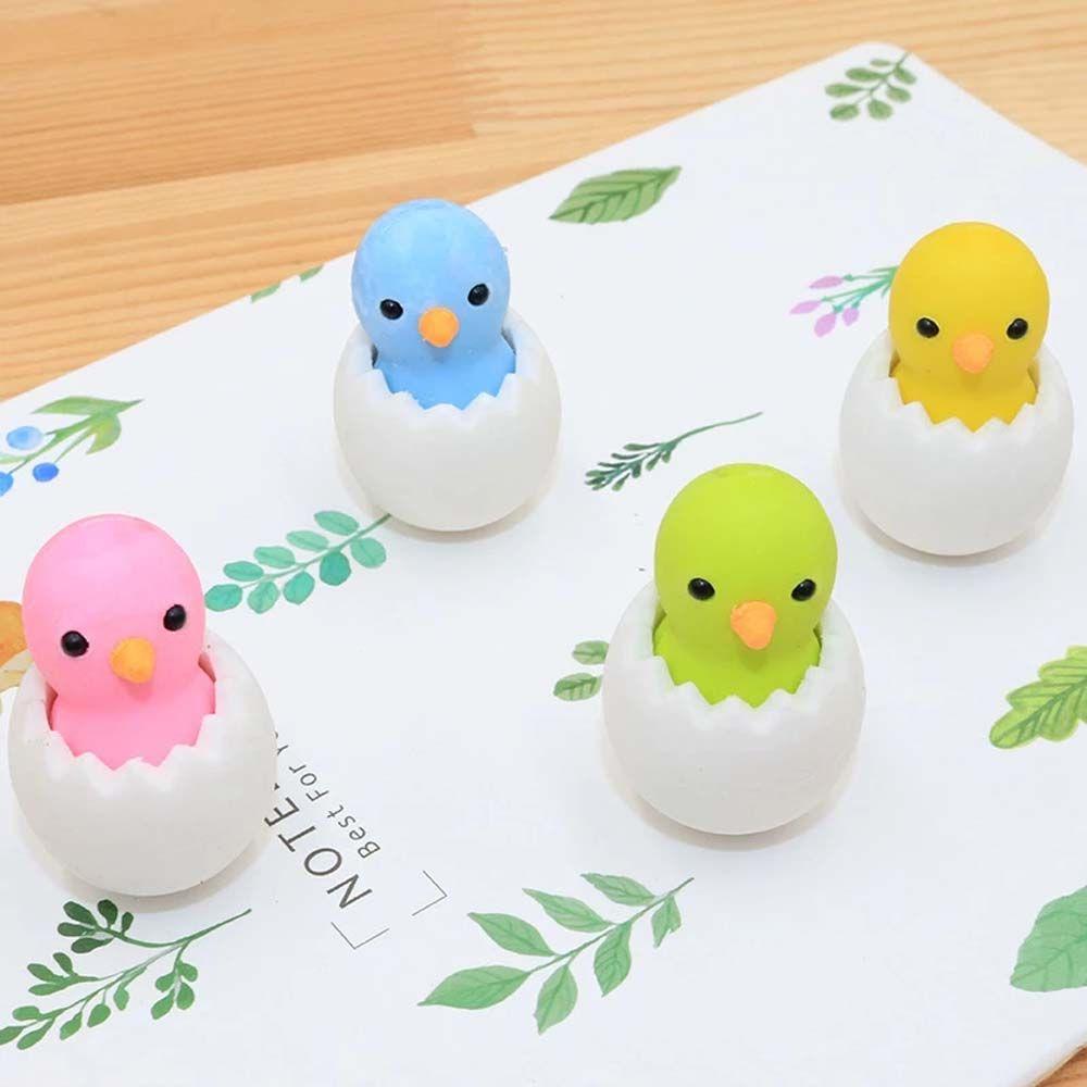 Supplies Correction Tool Cartoon Eggshell Eraser Chicken Baby Eraser Chicken Egg Erasers Stationery