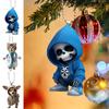 Hoodie Skull Acrylic Hanging Decoration Home Indoor Christmas Tree Car Rearview Mirror 2D Flat Dog Cat Hanging Ornament Cartoon Animal Pendant