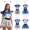 Women's Space Alien Fancy Dress Costume Astronaut Skirted Bodysuit Tutu Dress with Hair Hoop