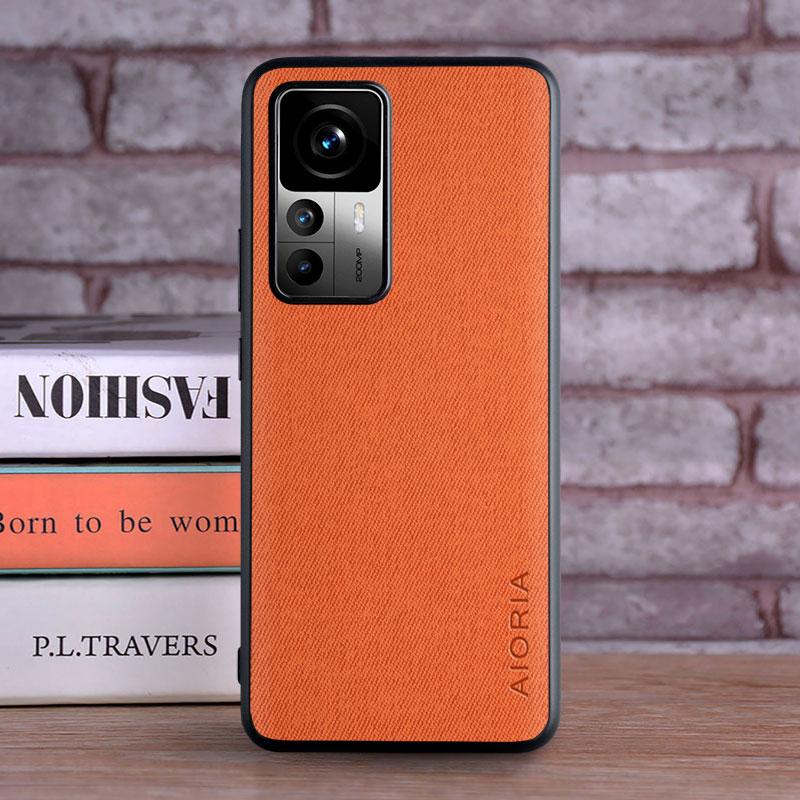 Luxury Textile Leather Case for Xiaomi 12T mi 12T Pro Soft TPU with Hard PC 3in1 material protection cover