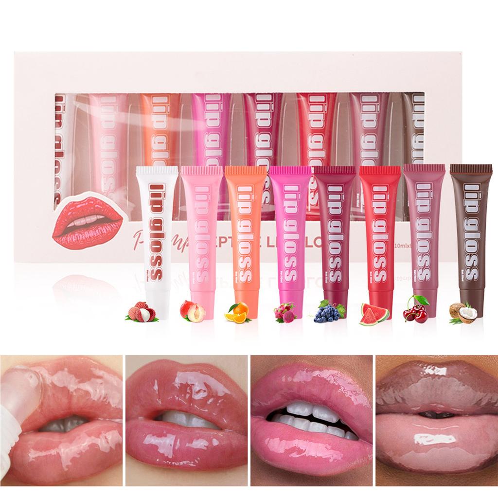 Fruity Long-lasting Moisturizing Lip Glaze Moisturizing Transparent 8-pack Moisturizing Lip Gloss Lip Makeup.