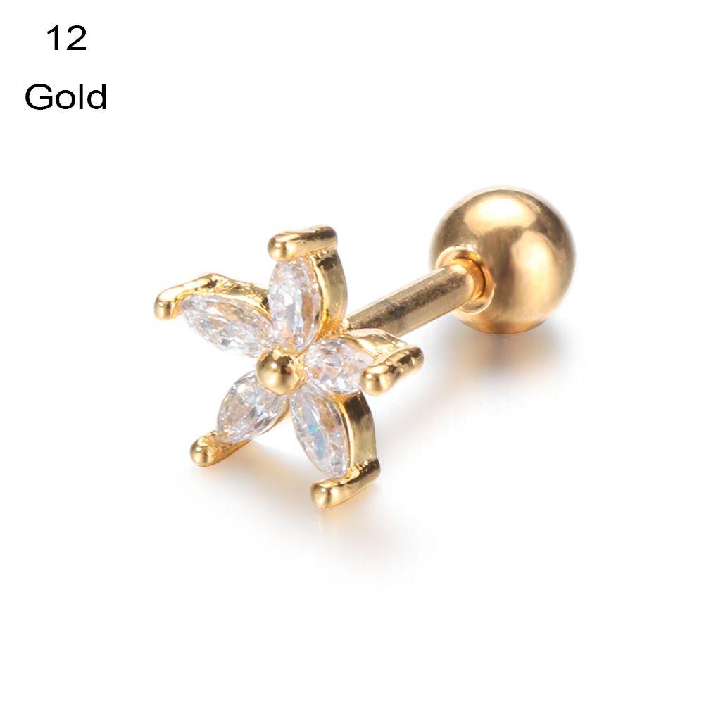 Серьги-гвоздики Helix Tragus Star Moon Heart CZ Пирсинг ушей Серебряные золотые украшения для тела