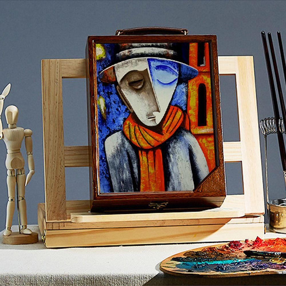 Beech Wood Art Painting Easel Box Multifunction Sketch Drawer Box Folding Easel  for Kids