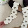 4 Pairs Breathable Women's Ankle Socks Flocking Heart Pattern Stretchy Fit Nylon Fabric Crew Socks for Work and Leisure