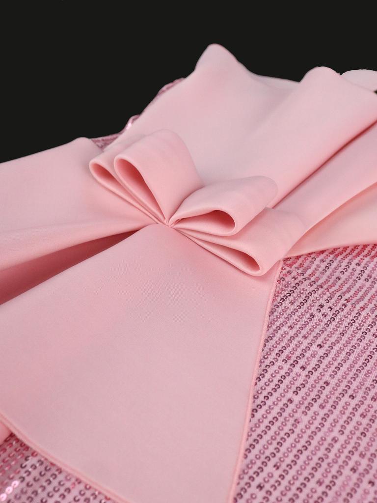 AOMEI Женские платья без бретелек с открытыми плечами, розовые блестки, без рукавов, ампир, до щиколотки, вечерний коктейль на день рождения, наряды для свадебной вечеринки