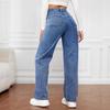 S-6XL European/American High Waist Women's Jeans Light Color Washed Loose Wide Leg Large Size Straight Jeans Women's Pants