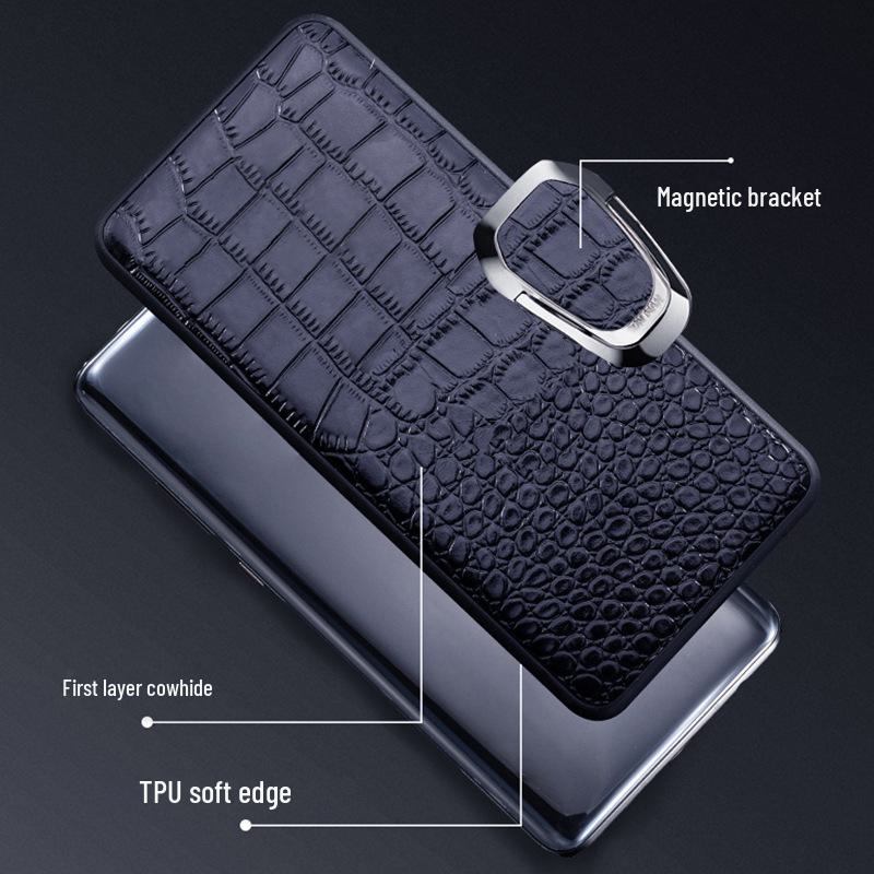Чехол из коровьей кожи с крокодиловым узором для OPPO Reno7/7PRO с подставкой и полной защитой из натуральной кожи.
