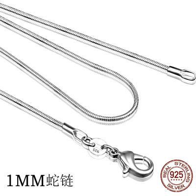 Серебряное колье 925 пробы для женщин, модные серебряные украшения Змеиная цепь 1 мм Колье 16 18 20 22 24"