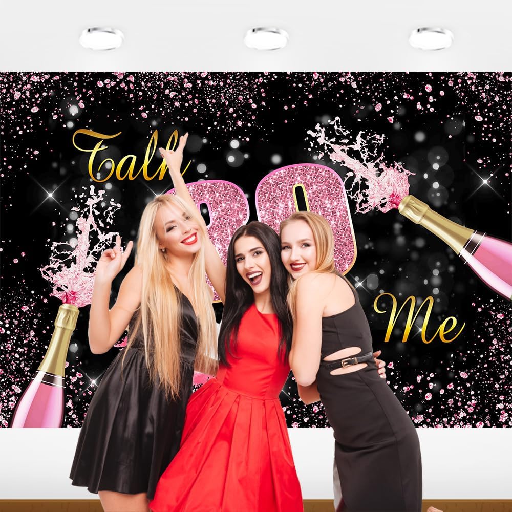 Pink Glitter Talk Thirty to Me Birthday Backdrop Banner for Her Women 7x5ft