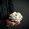 Керамическая белая пионовая курильница Ручной работы Домашний декор Держатель для благовоний Буддийские благовония Украшения для китайской чайной церемонии