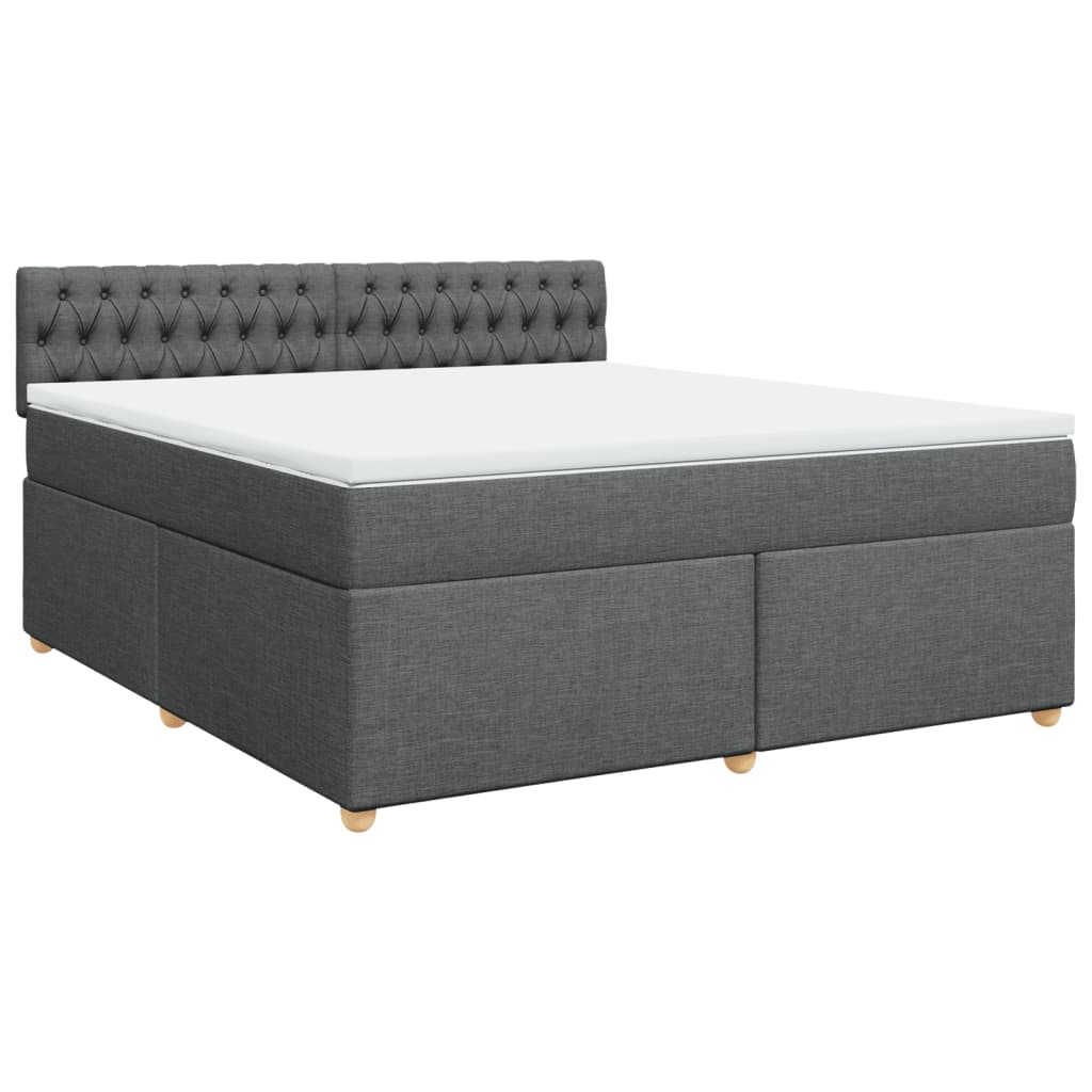Box Spring Bed with Mattress Dark Grey 180 x 200 cm Fabric