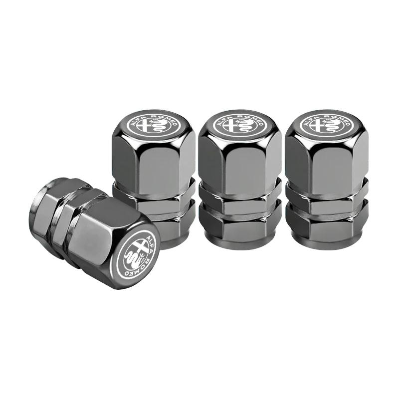 Hub Caps 4Pcs Metal Car Wheel Tire Valve Caps Stem Covers Accessories For Alfa Romeo 4C 159 Spider Giulia Giulietta 166 Mito AutGQ7