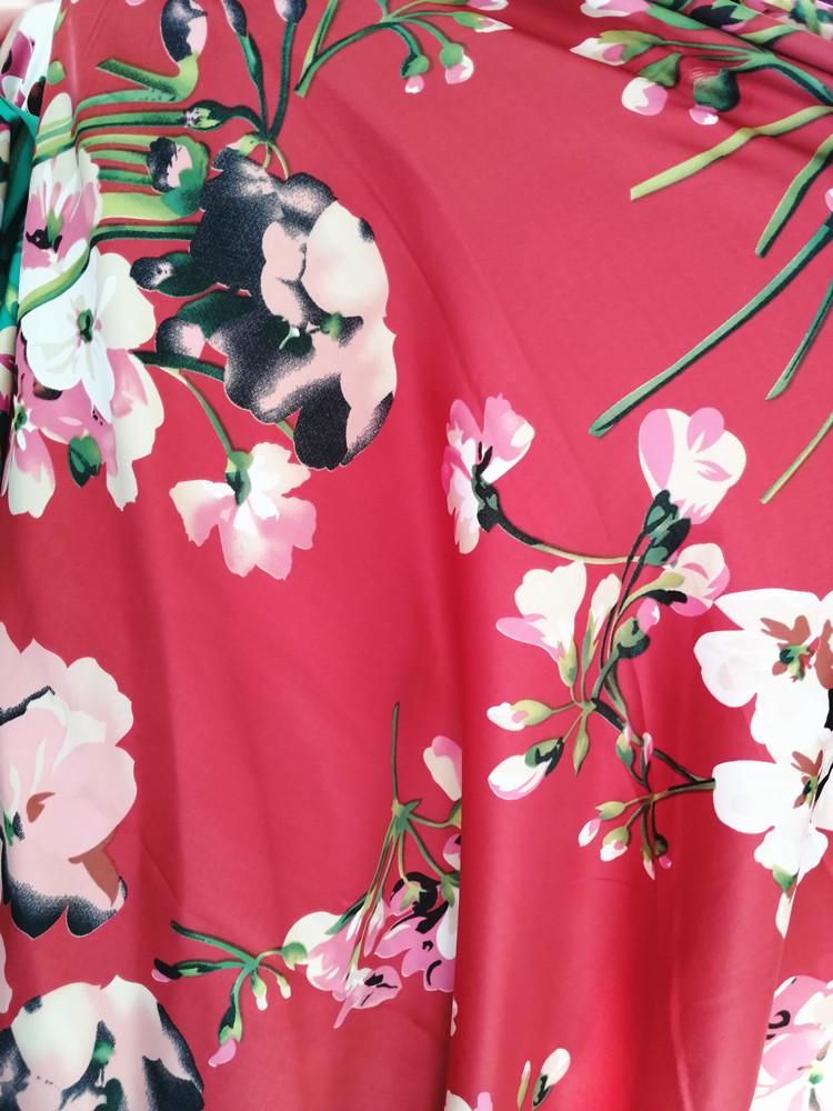 Большая Цветочная Ткань из Шелкового Сатина для Ципао, Подкладки и Ленты для Головного Убора