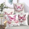 2D flat printing Pink Butterfly Decorative Cushions Floral Pattern Polyester pillowcase, sofa decorative cushion cov