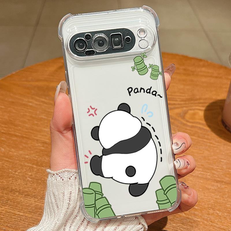 Cute Panda Pattern TPU Phone Case For Google Pixel 9 Pro Pixel 9 Pro XL Soft Silicone Transparent Back Cover For Google Pixel 9A