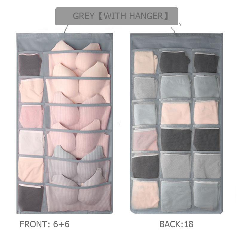Сумка для хранения нижнего белья Подвесная сумка Настенный двусторонний шкаф для одежды Домашние носки Подвесная сумка для бюстгальтера