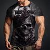Retro Skull Sailing T-shirt Men High Street 3D Printed Short Sleeve Summer Men T-shirt Retro Casual Fashion T-shirt Suitable For