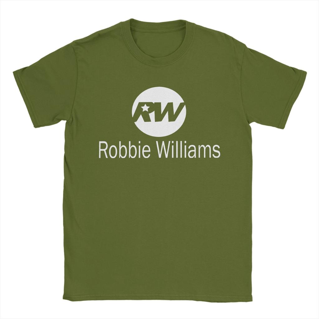 Винтажная футболка Robbie Williams Live 2025 Concert T-Shirt Men O Neck Pure Cotton T Shirt RW Singer Short Sleeve Tee Gift Merchandise