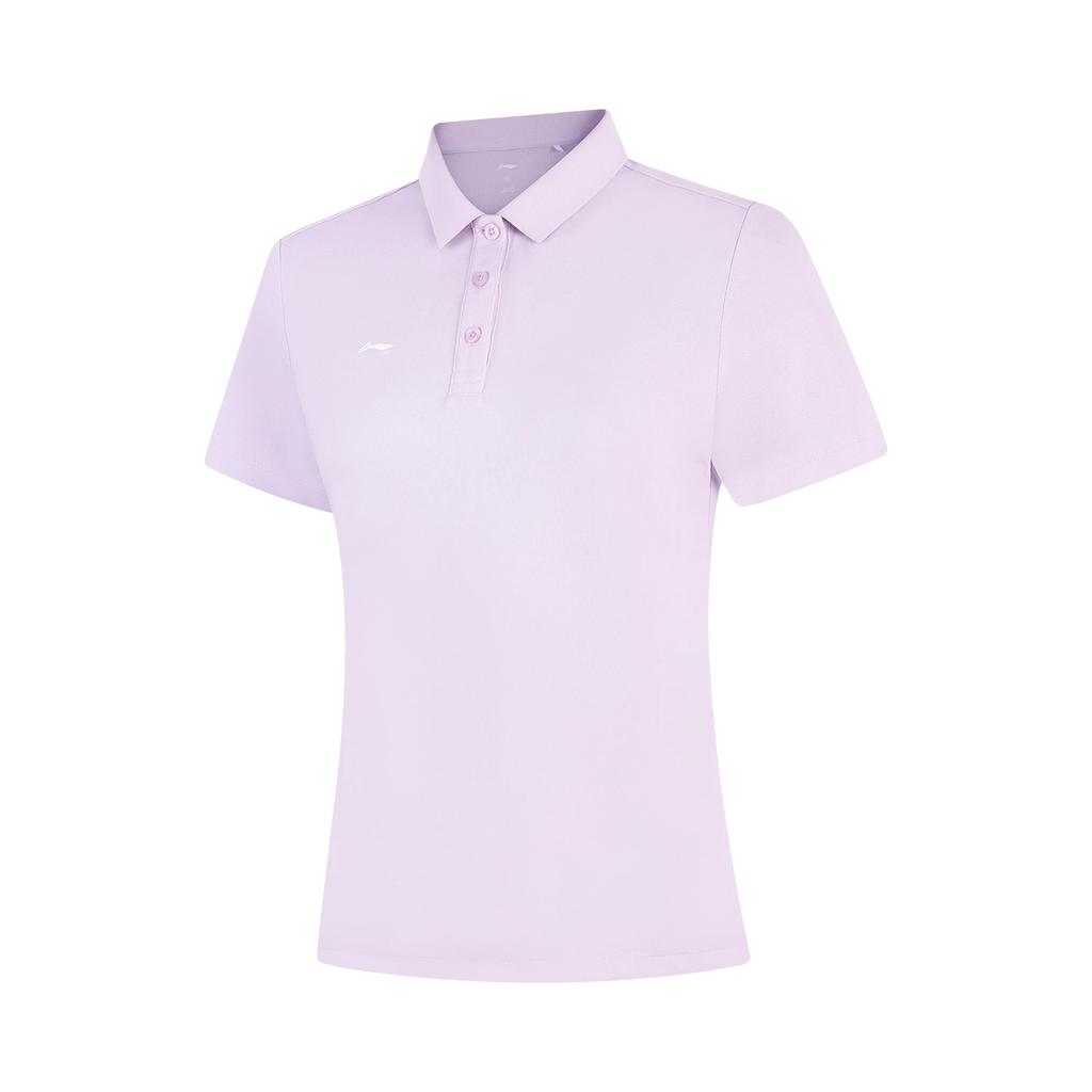 Li Ning Sports Lifestyle Series Casual Simple Solid Color Comfortable Versatile Pullover Short Sleeve Polo Shirt Women Tops APLV496-5