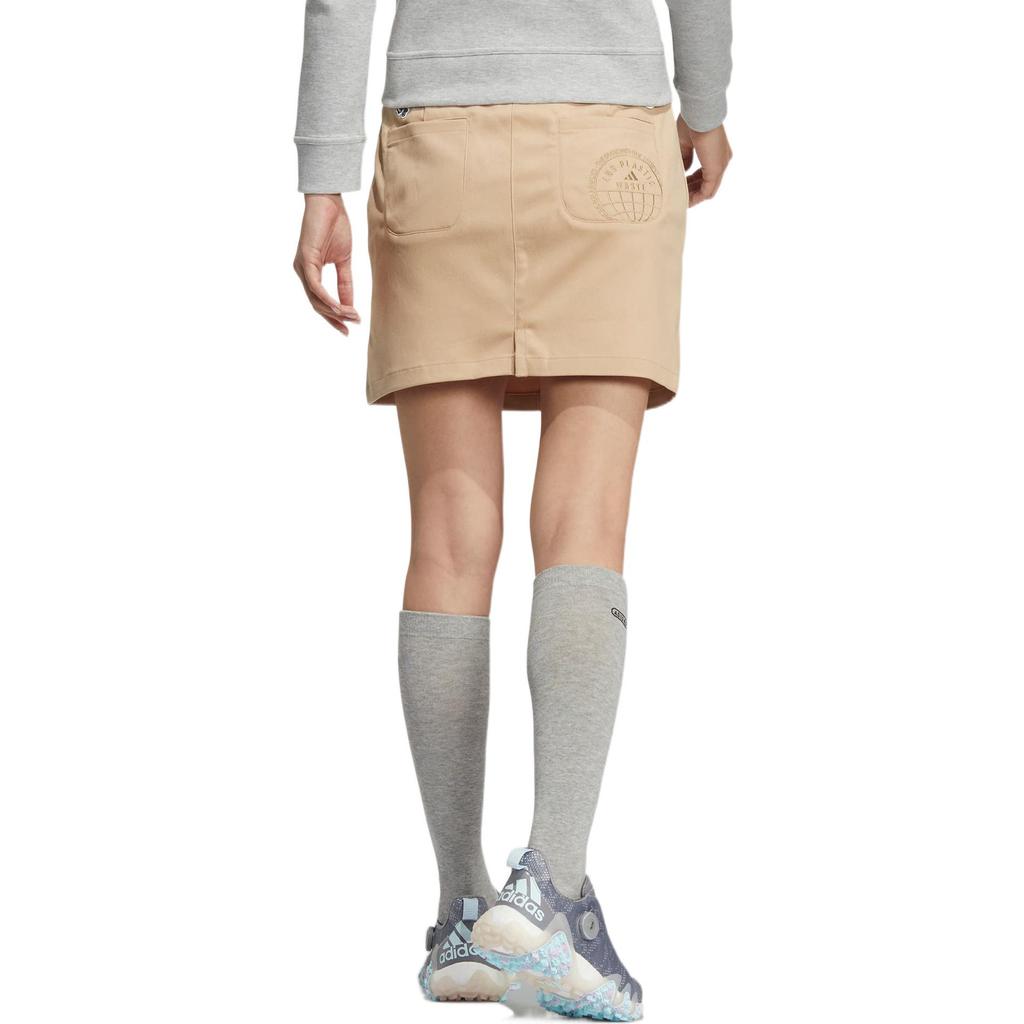 Adidas Юбка из саржи Play Green, однотонная, с вышитым логотипом, накладным карманом сзади, вшитыми шортами, спортивная повседневная юбка, женские юбки коричневого цвета HC3780