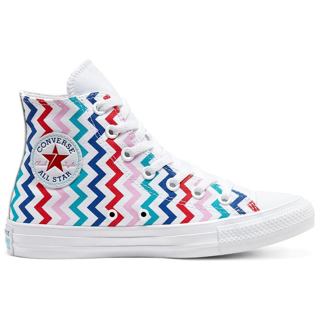 Converse Chuck Taylor All Star High 'Zigzag' Модный Комфорт Многоцветные Высокие Кеды из Канваса Женские Цветные Вертикальные