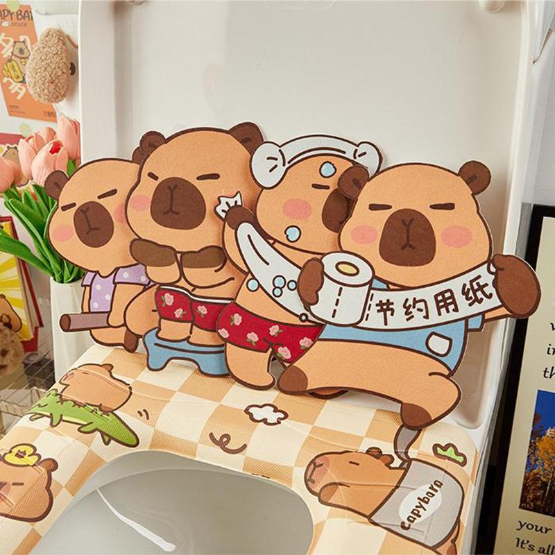 Дезодорирующие наклейки на туалетный коврик Capybara Дезодорирующие наклейки на туалетный коврик Capybara с мультяшным рисунком Самоклеящиеся дезодорирующие наклейки