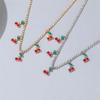Sweet and Versatile Earrings Crystal Necklace Women's Fashionable New Red Cherry Collarbone Chain