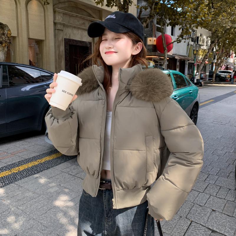 Autumn Winter Thicken Warm Parka Women Casual Solid Color Big Pocket Loose Short Hooded Coat Jackets Outwear