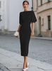 2026 Women's Elegant Casual Solid Color Mid-Sleeve Round Neck Summer Dress