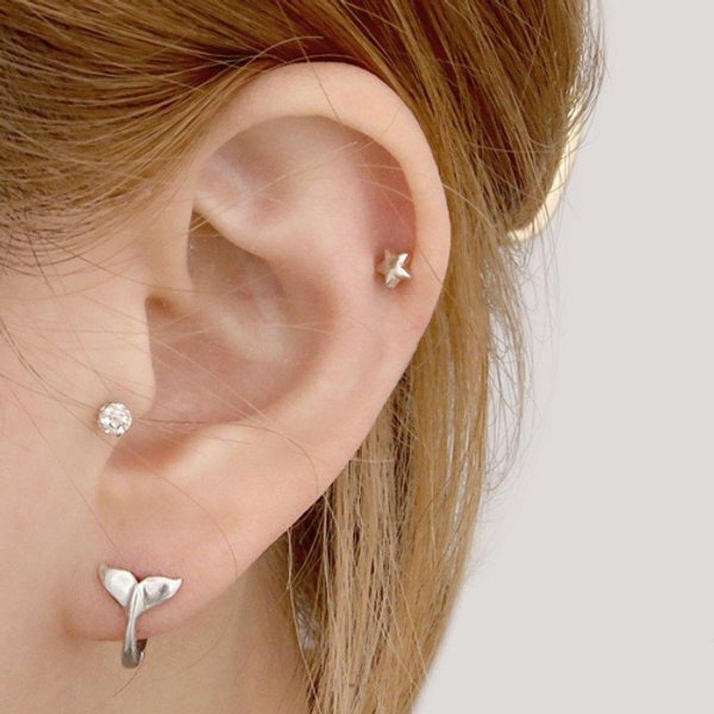 925 Silver Whale Tail Hoop Earrings